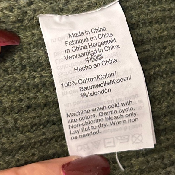 J.Crew Mercantile army Green V-neck knit cotton sweater XS oversized - Picture 6 of 7